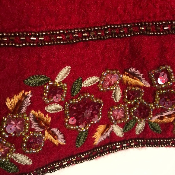 Talbots Red 100% Wool Beaded Jacket Blazer Lg Beautiful Holiday Party Perfect - Picture 7 of 7